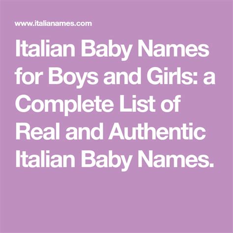 Italian Baby Names For Boys And Girls A Complete List Of Real And