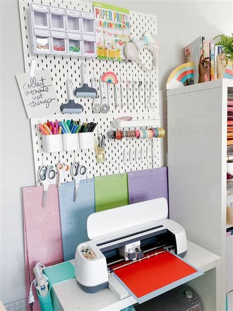 Pegboards are such a great way to add storage…. craft room ideas, office ideas #craftroom #storage # ...