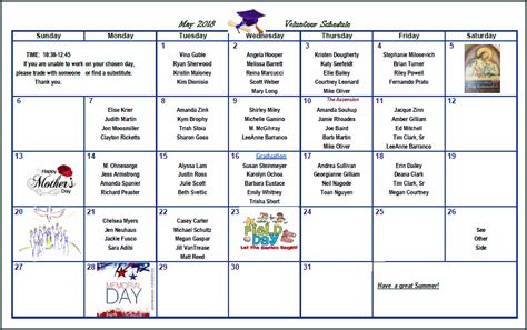 》free Printable Volunteer Schedule Template