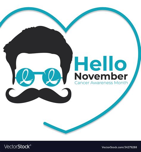 Movember Prostate Cancer Awareness Month Vector Image
