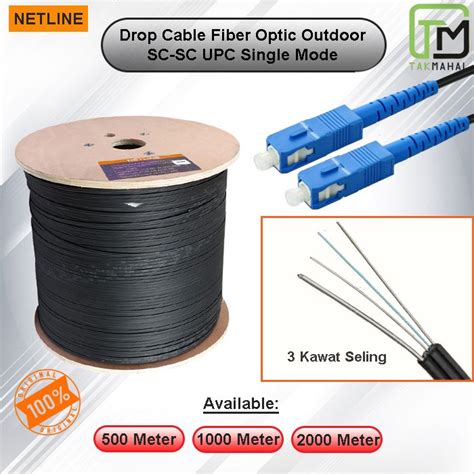 Jual Drop Cable Fiber Optic Sc Single Mode 500m 1000m 2000m Outdoor