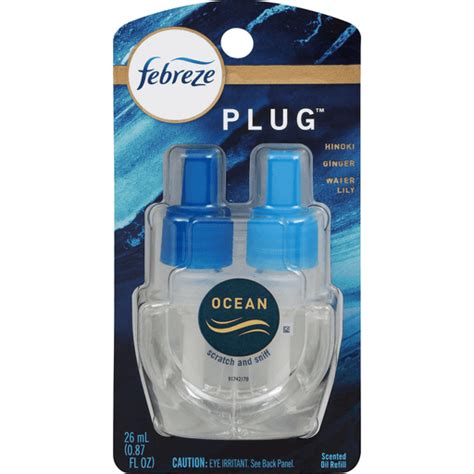 Febreze Odor Eliminating Plug Air Freshener Refill Ocean 1 Count
