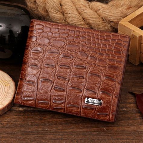 Crocodile Pattern Luxury Leather Wallet For Men Light Brown Smart Pick Bd