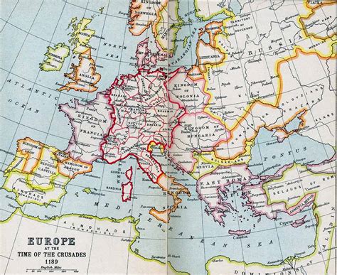 Political Medieval Maps Europe At The Time Of The Crusades