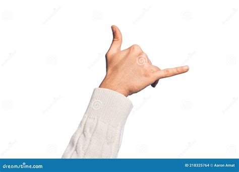 Hand Of A Caucasian Human Showing Fingers Over Isolated White
