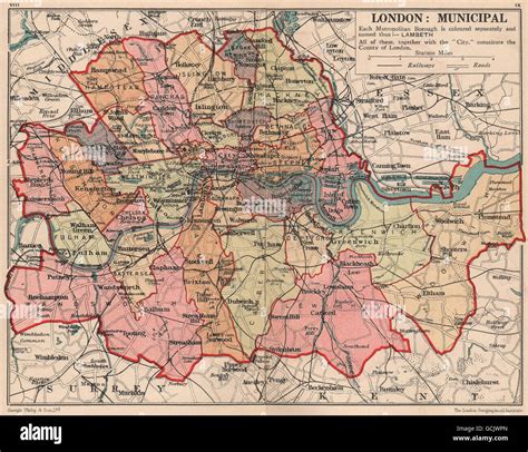 London Boroughs County Of London Municipalities 1932 Vintage Map