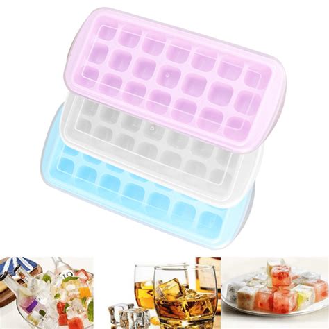 Auperto Silicone Ice Cube Trays With Lid Flexible 21 Ice Cubes Molds