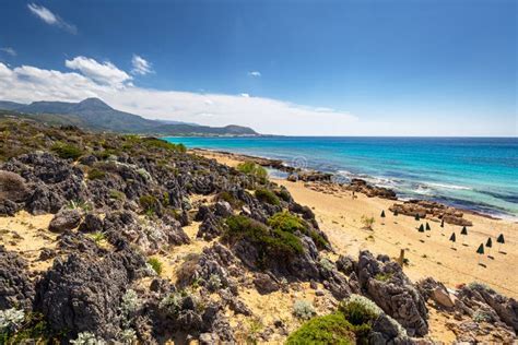 Beautiful Falassarna Beach On Crete Greece Stock Photo Image Of Rock