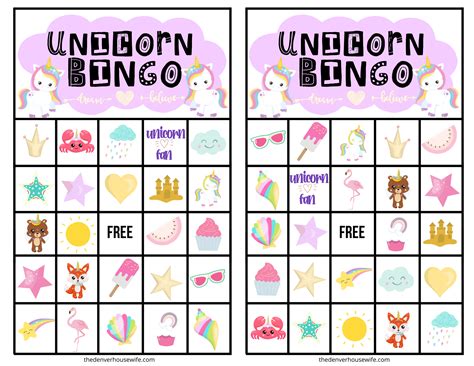 FREE PRINTABLE UNICORN BINGO » The Denver Housewife