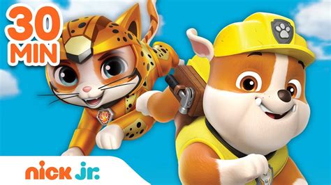 Rubble And Cat Pack Power Rescues W Paw Patrol Skye And Coral 30 Minute Compilation Rubble