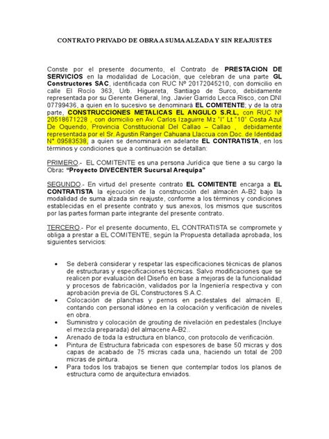 Contrato Trabajo Por Mano De Obradocx Presupuesto Gobierno