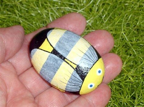 Bumble Bee Sue Bee Honey Bee Painted Rock Whimsical Garden Decor