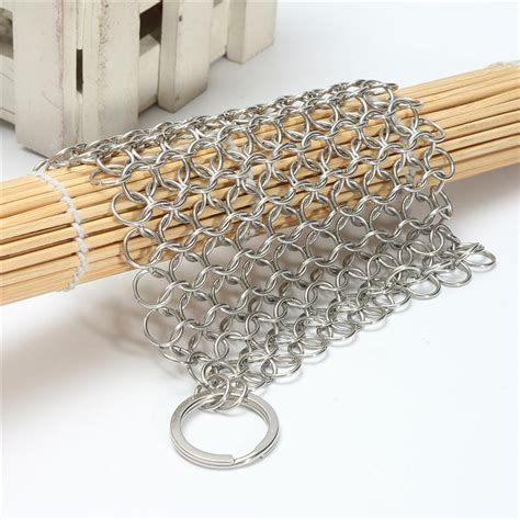 Stainless Steel Handmade Chainmail 4x4 Cast Iron Scrubber