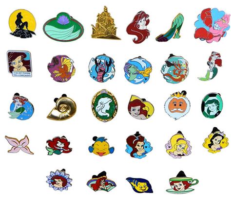 Ariel Little Mermaid 10 Themed Disney Trading Pins Set ~ Randomly