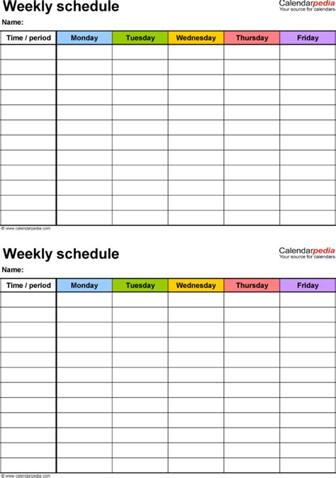 blank spreadsheet template  intended   weekly schedule