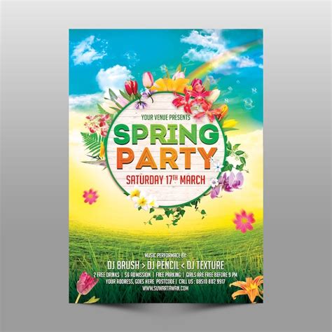 Premium Psd Spring Party Flyer Mockup