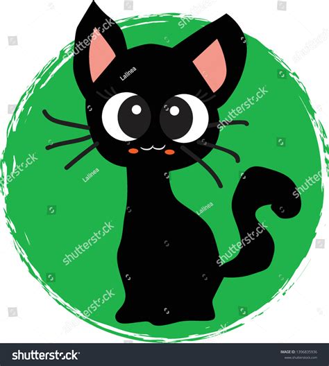 Cute Cartoon Black Cat Vector Illustration Stock Vector Royalty Free