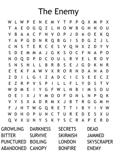 The Enemy Word Search Wordmint