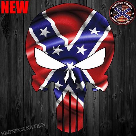 Confederate Punisher Skull Sticker