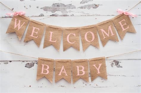 Welcome Baby Banner Baby Shower Banner Pink Baby Shower
