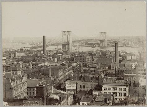 Gezicht Op New York En Brooklyn Bridge Anonymous In Or After 1883 C