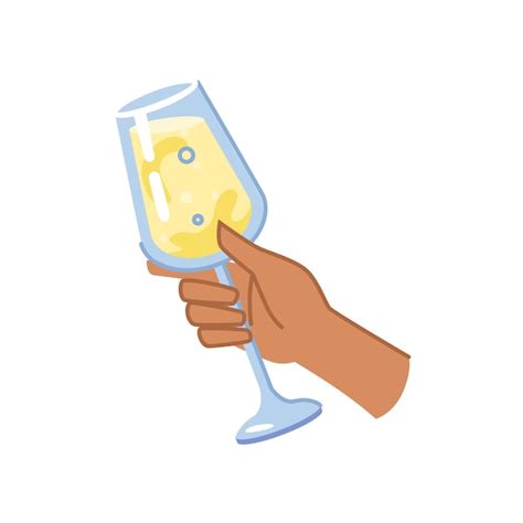 Premium Vector Champagne Glass In Human Hand Cheers At Party