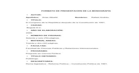 Formato De PresentaciÓn De La MonografÍa · Pdf Fileformato De