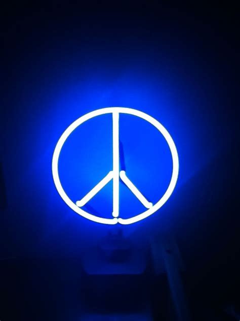 My Neon Peace Sign Light That Shines In My Room Every Night Blue