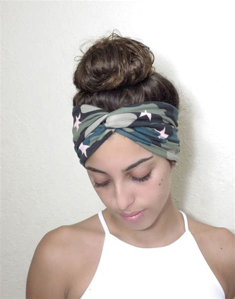 Green Camo Turban Headband Headbands For Women Camouflage Etsy