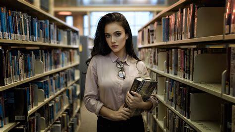 X Women With Books In Library Laptop Full Hd P Hd K Wallpapers Images Backgrounds