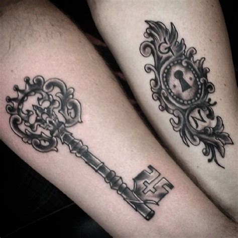 Matching Lock And Key Tattoos For Couples