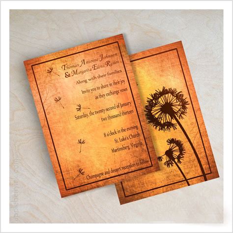 Orange Brown Dandelion Wedding Invitation By Impressiveprint Summer