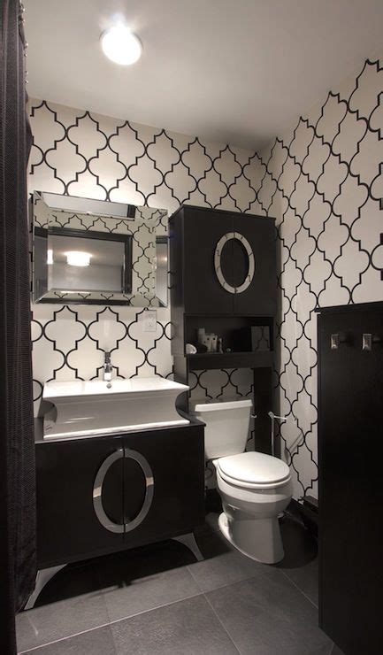 Vanessa Deleon Bathrooms Moroccan Wallpaper Black And White