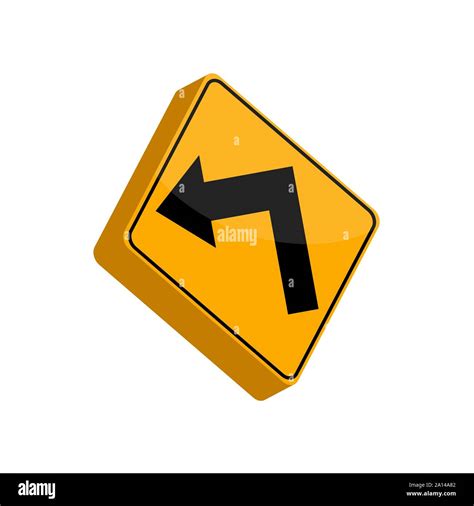 Isolated 3D traffic signal. Left curve ahead sign - Vector Stock Vector