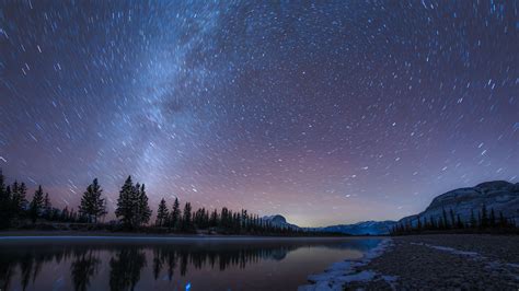Download 2560x1440 Night Reflection Starry Sky Photography Scenic