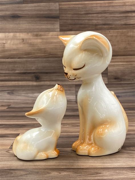 Vintage Kitty Cat Ceramic Figurines Cat Collectibles Granny Chic