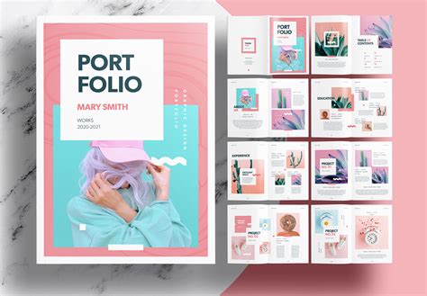 Editorial Pink Portfolio Layout Template Behance