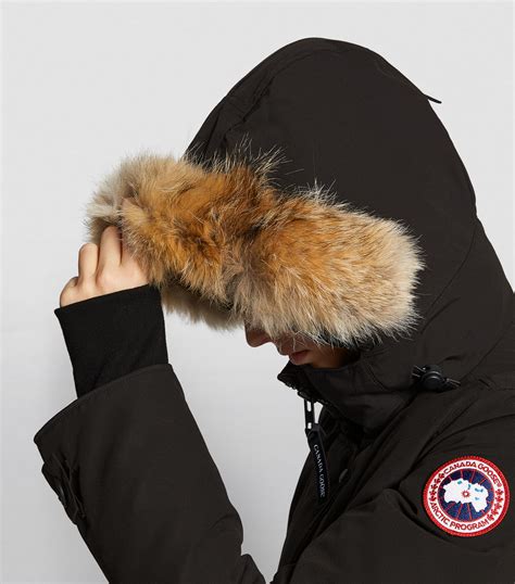 womens canada goose black fur trim sherbrooke parka harrods {countrycode}