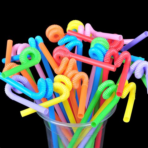 Colored Elastic Plastic Flexible Drinking Bendy Straw