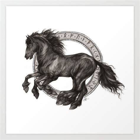 Sleipnir Odins Horse Viking Art Print By Leodwen X Small