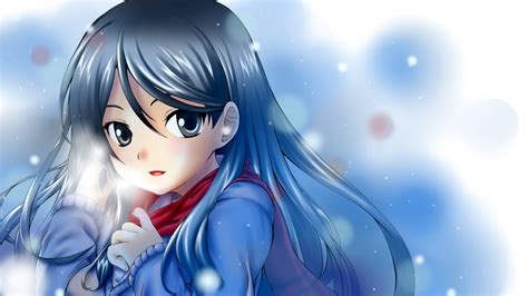 Magic Anime Girl Snow Smiling Hd Wallpaper Wallpaper Full Hd