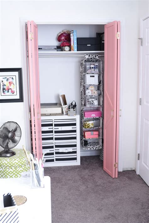 Give an overlooked storage spot a makeover with these ideas. Craft Room & Office Closet $100 Makeover | Monica Wants It