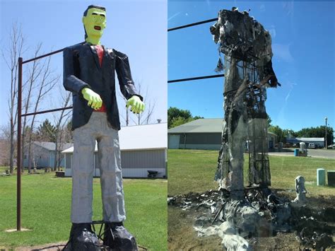 Neighbour Burns Down Giant Frankenstein Sculpture The Independent