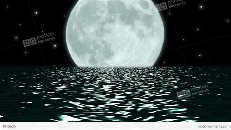 Ocean Night Large Moon Fantasy Scene Seamlessly Lo Stock Animation
