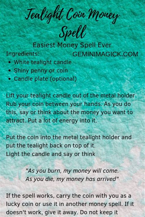 Tealight Coin Money Spells Witchcraft Magick Moneyspell Ready For