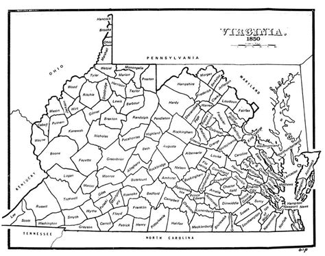 County Map Of Virginia 1850 Virginia Map