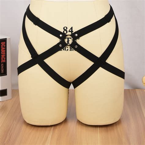 Jlxharness Womens Harness Garter Belt Black Stocking Suspender Caged