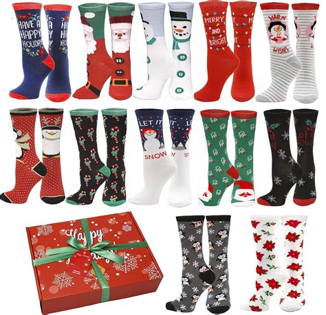 Gilbins 12 Pair Holiday Christmas Socks 12 Different