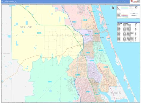 St Lucie County Fl Wall Map Color Cast Style By Marketmaps