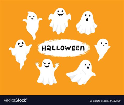 Happy Halloween Ghost Scary White Ghosts Cute Vector Image